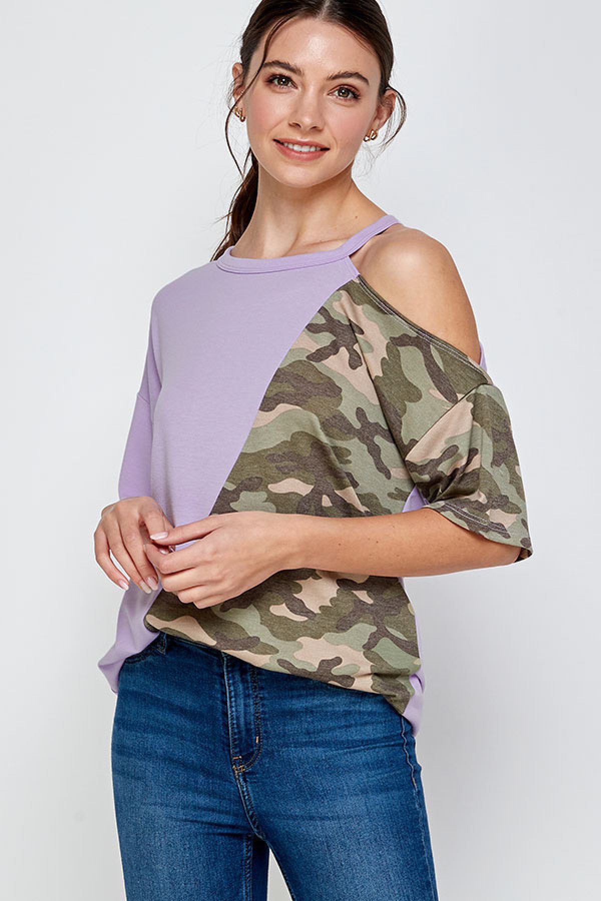 LAVENDER OLIVE CAMOUFLAGE TOP 2-2-2 (NOW $4.00 ONLY!)