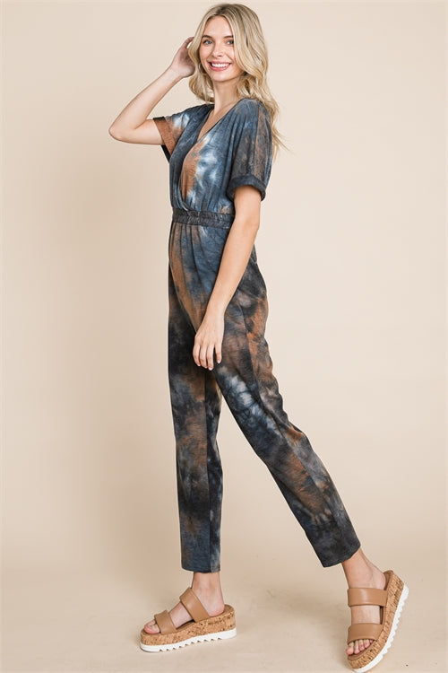 CHARCOAL SURPLICE NECKLINE FRENCH TERRY JUMPSUIT 2-2-2