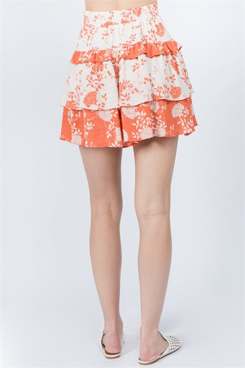 S30593- FLORAL RUFFLE SKIRT-0-1-2-0