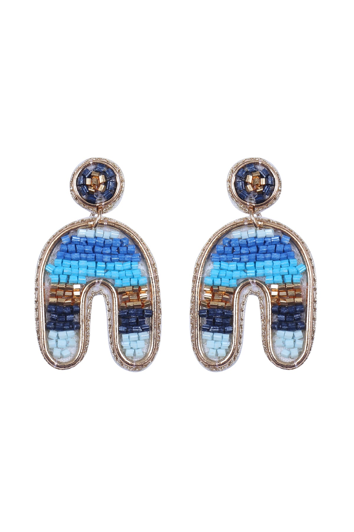 COLOR BLOCK U ARCH SHAPE SEED BEAD EARRINGS (NOW $2.75 ONLY!)