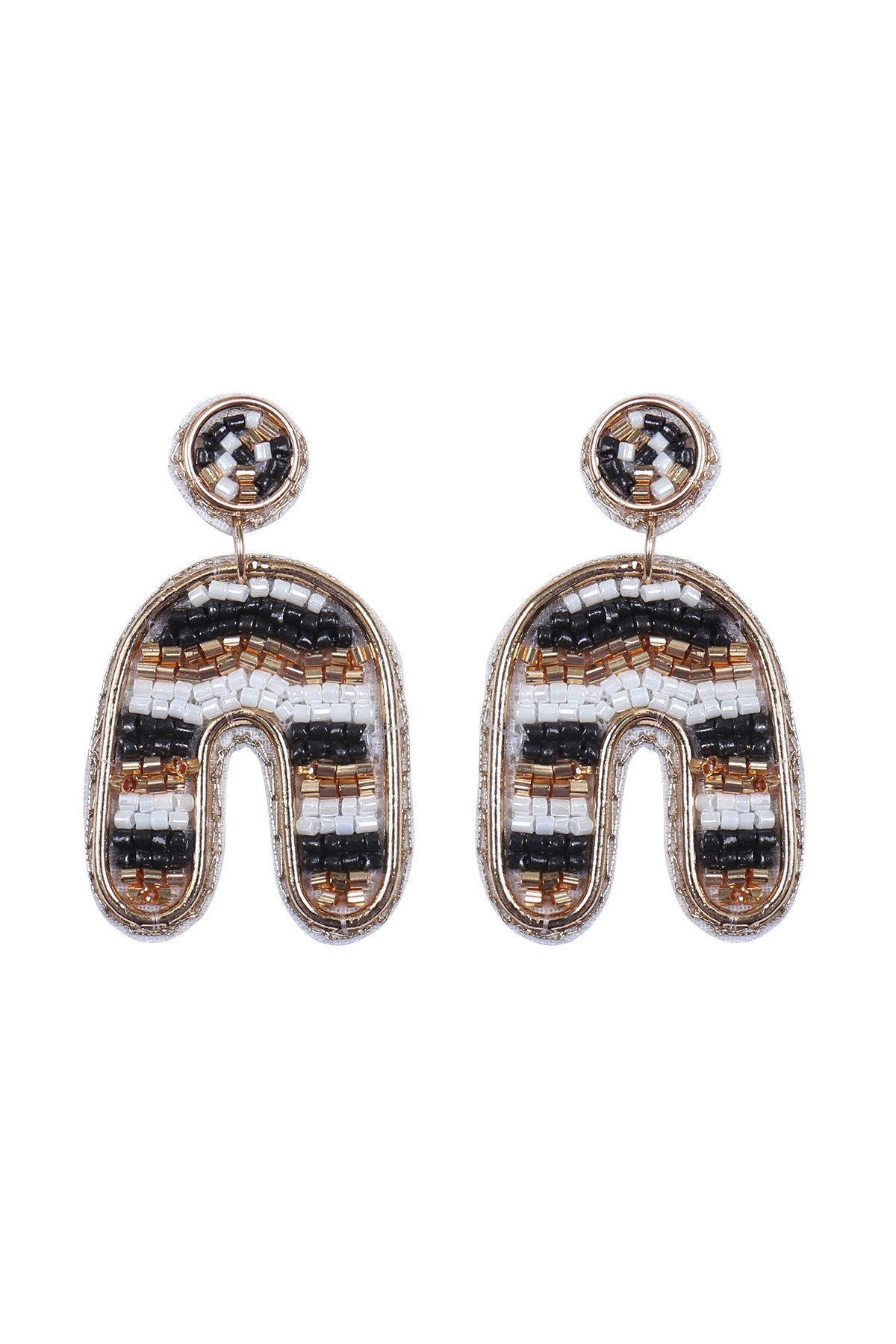 COLOR BLOCK U ARCH SHAPE SEED BEAD EARRINGS (NOW $2.75 ONLY!)