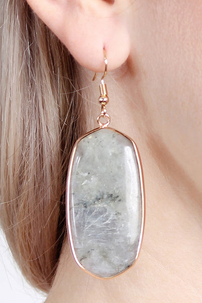 NATURAL OVAL STONE EARRINGS