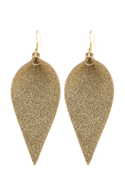 PINCHED GLITTERY LEATHER DROP EARRINGS/6PAIRS