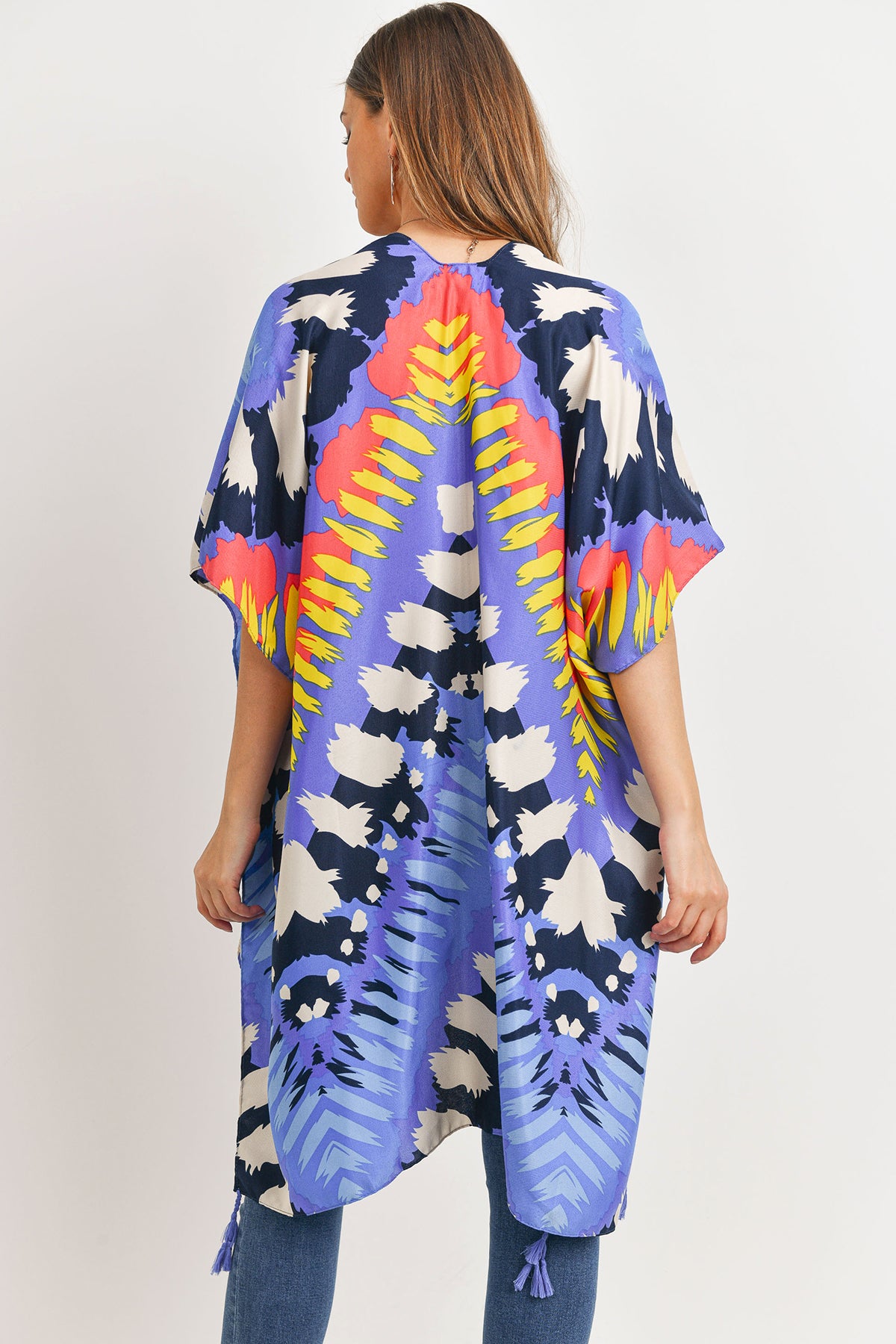 ABSTRACT PRINT OPEN FRONT KIMONO (NOW $4.75 ONLY!)