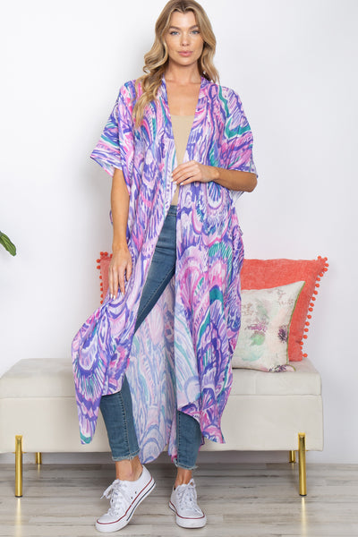 ABSTRACT PRINT SUMMER LONG KIMONO (NOW $5.75 ONLY!)