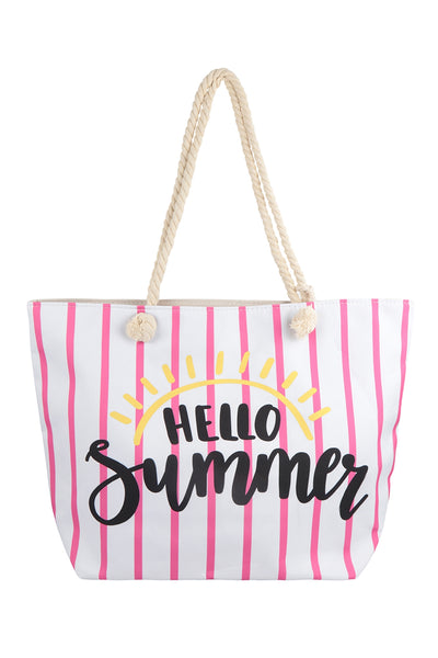 HELLO SUMMER STRIPED TOTE BAG WITH MATCHING WALLET/6PCS (NOW $4.75 ONLY!)