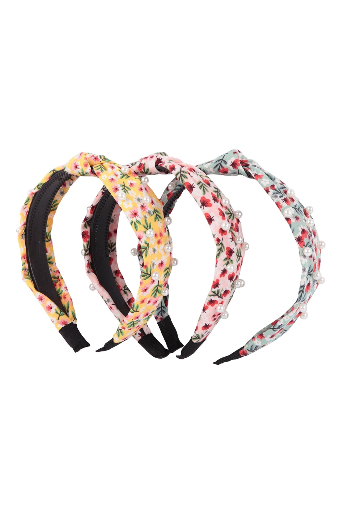 PEAR FLORAL PRINT KNOTTED HEADBAND HAIR ACCESSORIES/12PCS