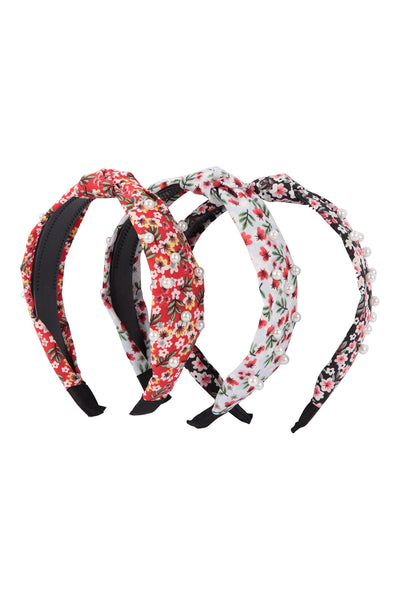 PEAR FLORAL PRINT KNOTTED HEADBAND HAIR ACCESSORIES/12PCS