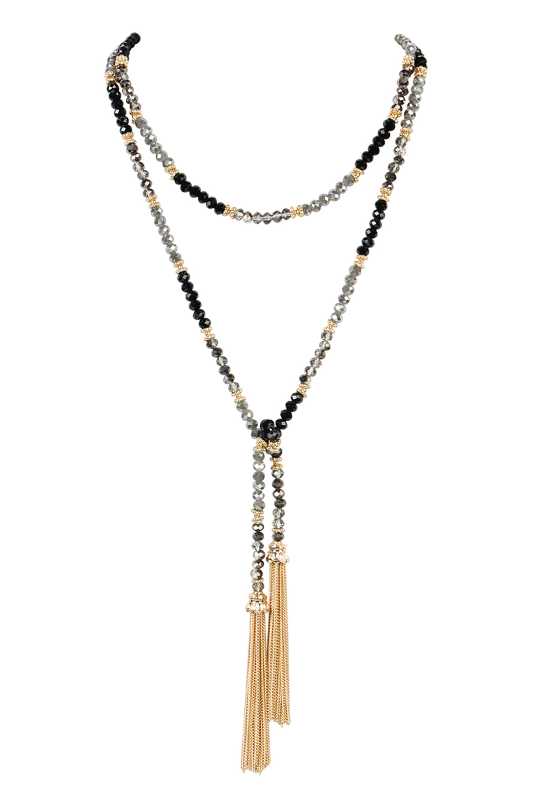 TWO TONE GLASS BEADS LONG NECKLACE