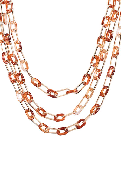 CHAIN ACETATE METAL LAYERED STATEMENT NECKLACE (NOW $1.50 ONLY!)
