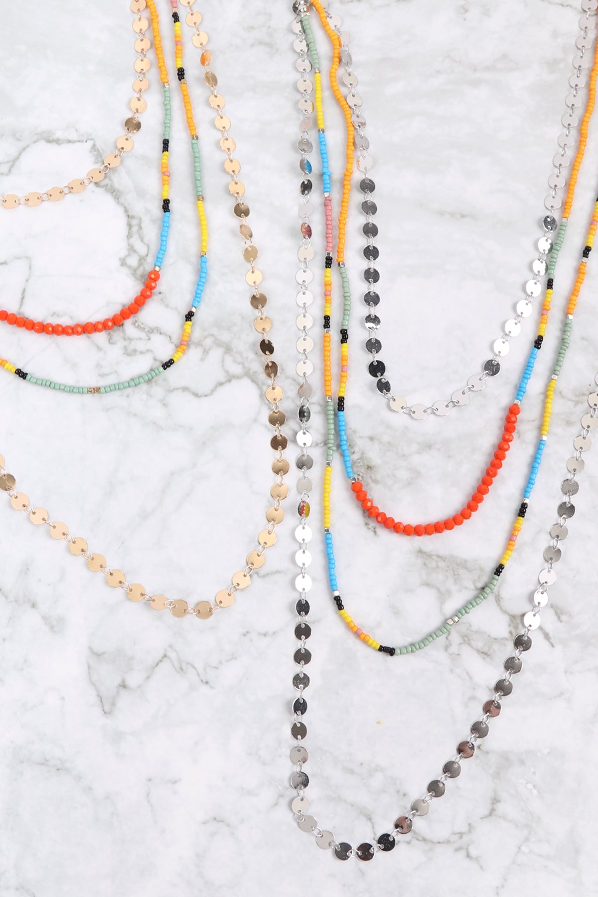 DISC BEADS LAYERED STATEMENT NECKLACE