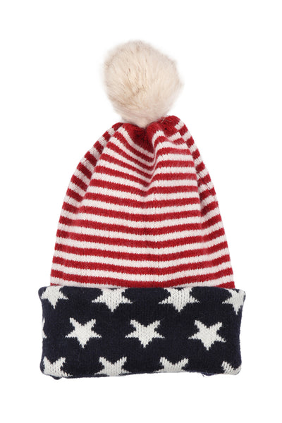 USA ACCENT LIGHT PRINT POM DUAL PURPOSE BEANIE SCARF/6PCS (NOW $2.50 ONLY!)