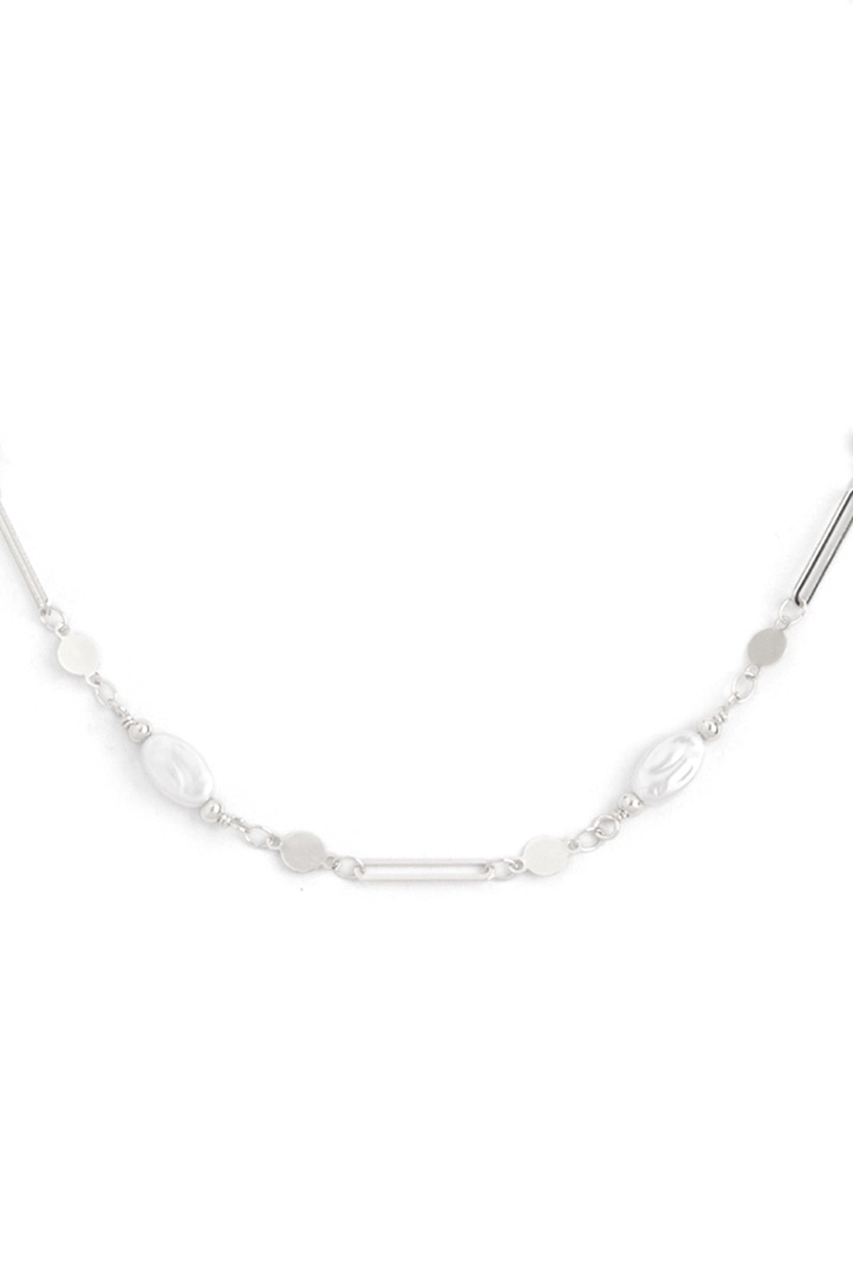 OVAL PEARL STATIONARY CHAIN NECKLACE