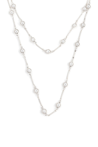 40" PEARL STATION LAYERED LONG NECKLACE
