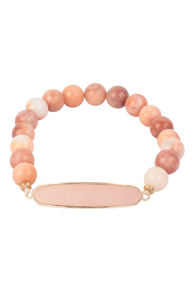 NATURAL STONE WITH LEATHER ACCENT BRACELET (NOW $3.75 ONLY!)