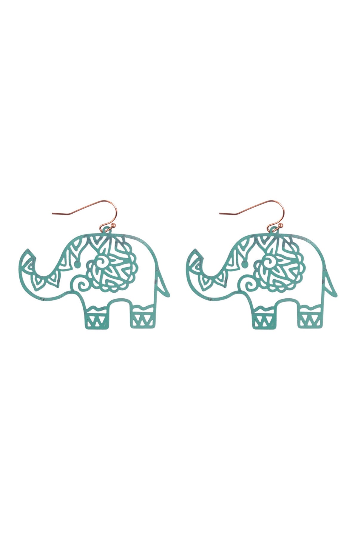 ELEPHANT FILIGREE DANGLE HOOK EARRINGS
