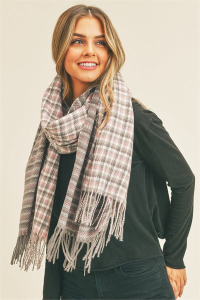 HOUDNSTOOTH CHEVRON TWO PATTERNS SCARF