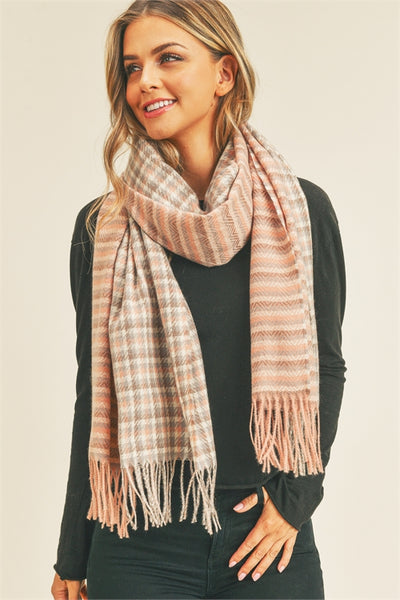 HOUDNSTOOTH CHEVRON TWO PATTERNS SCARF