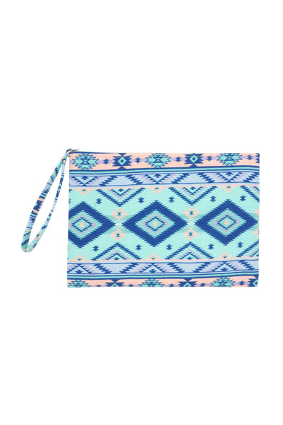 TRIBAL PATTERN POUCH CORAL