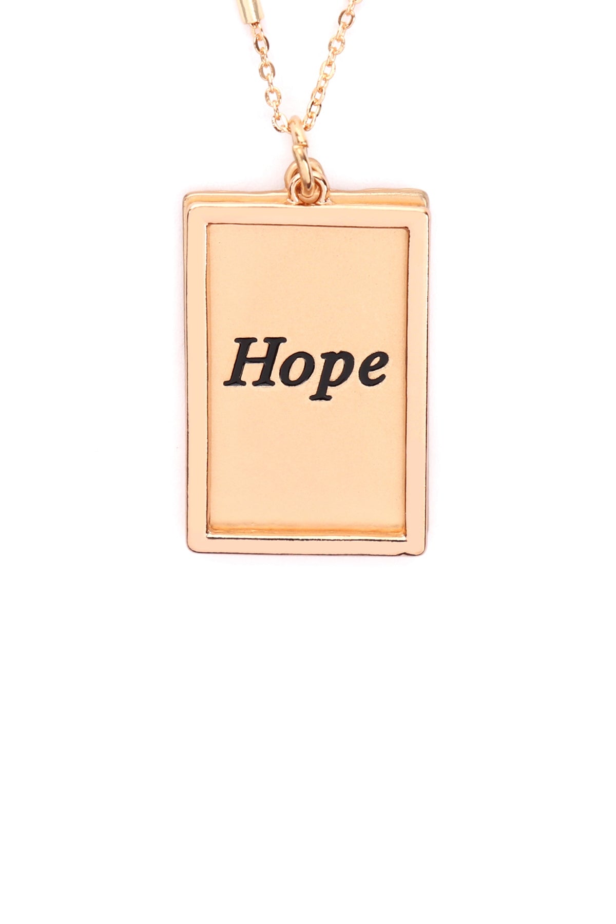 HOPE ETCHED BRASS BOX PENDANT NECKLACE