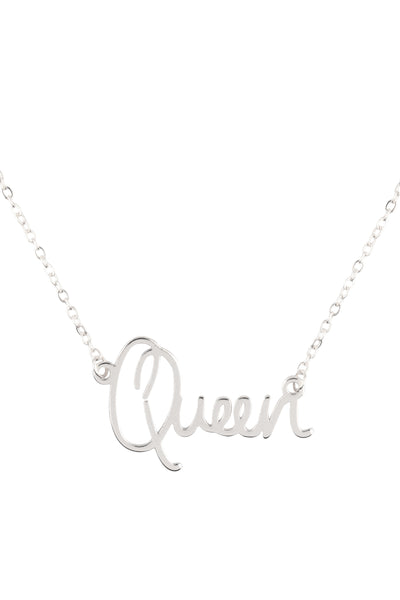 "QUEEN" PERSONALIZED CHARM PENDANT LONG NECKLACE