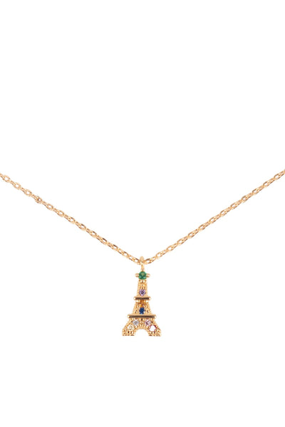 CUBIC ZIRCONIA TOWER CRYSTAL PENDANT NECKLACE