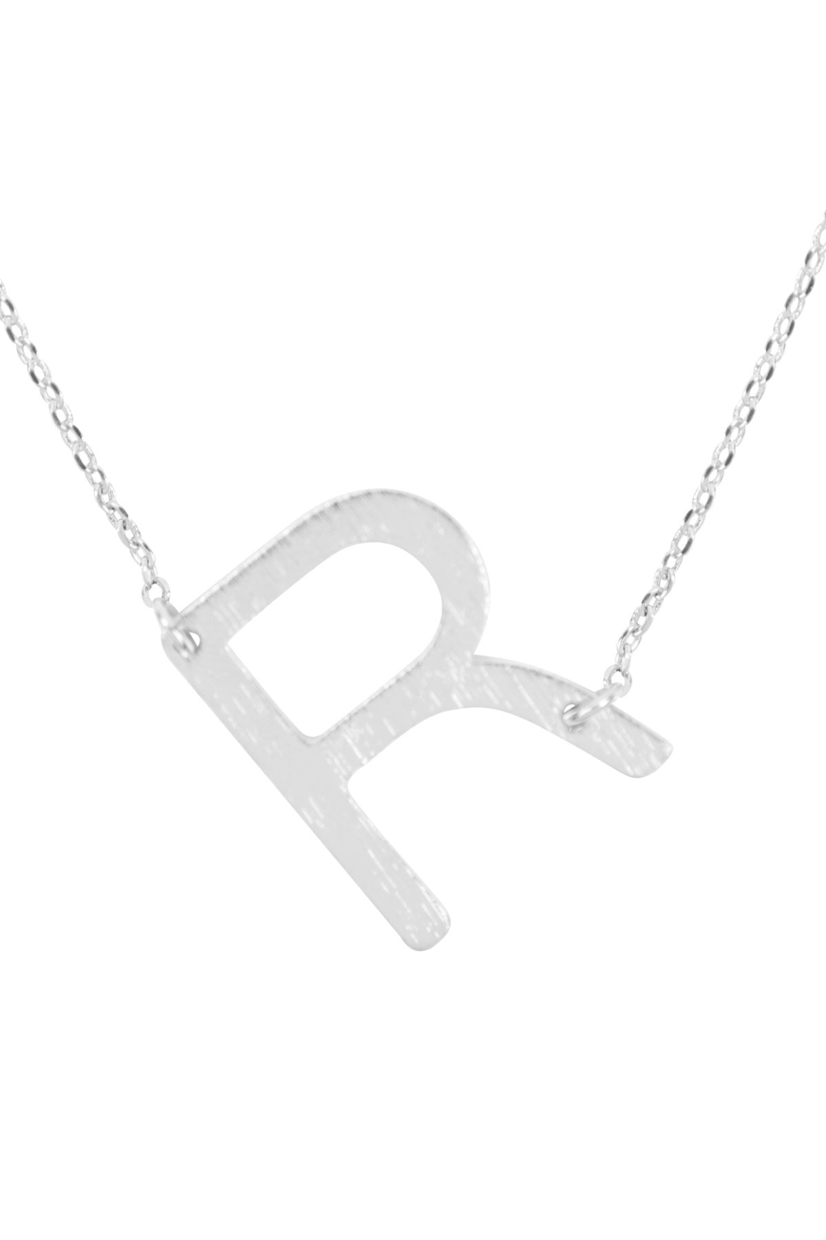 "R" INITIAL ROUGH FINISH CHAIN NECKLACE