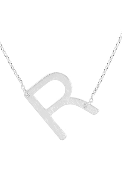 "R" INITIAL ROUGH FINISH CHAIN NECKLACE