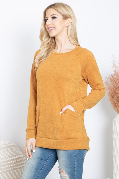 ROUND NECK LONG SLEEVE FRONT POCKET PULLOVER-1-2-2-2