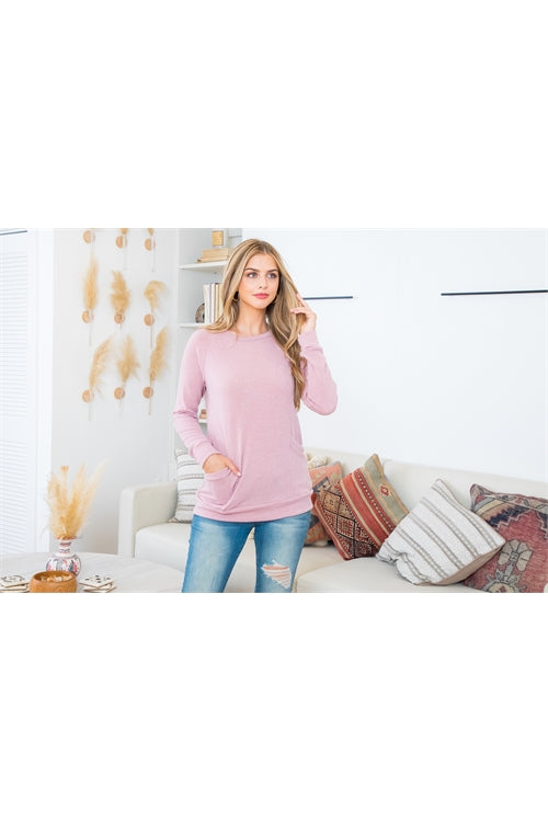 ROUND NECK LONG SLEEVE FRONT POCKET PULLOVER-1-2-2-2