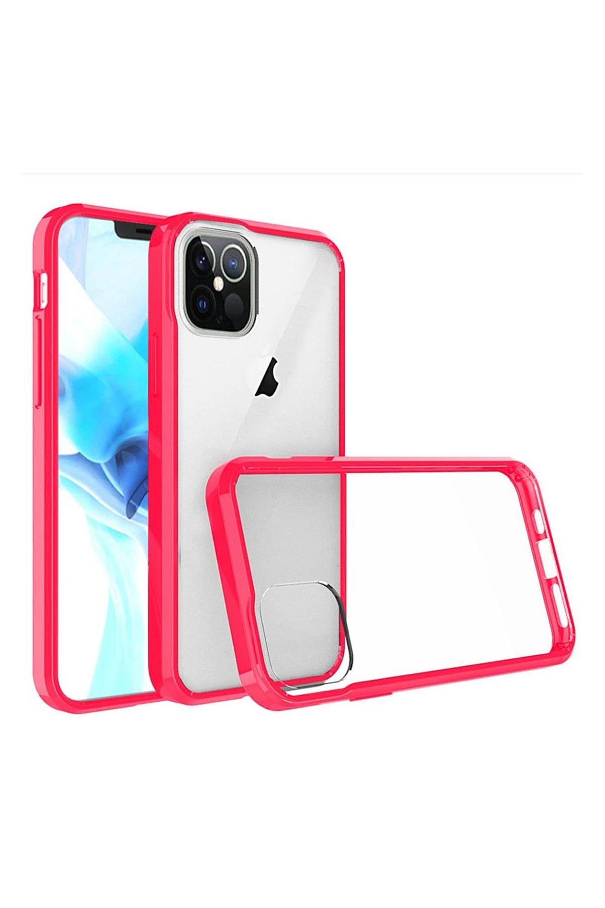 CLRHPNK - FOR iPHONE 12 PRO MAX 6.7 BUMPER CLEAR TRANSPARENT CASE COVER