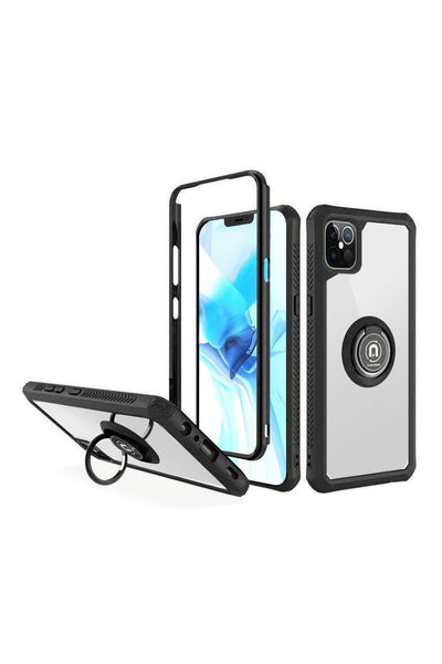 FOR iPHONE 12/PRO (6.1 ONLY) TRANSPARENT MAGNETIC RINGSTAND CASE COVER