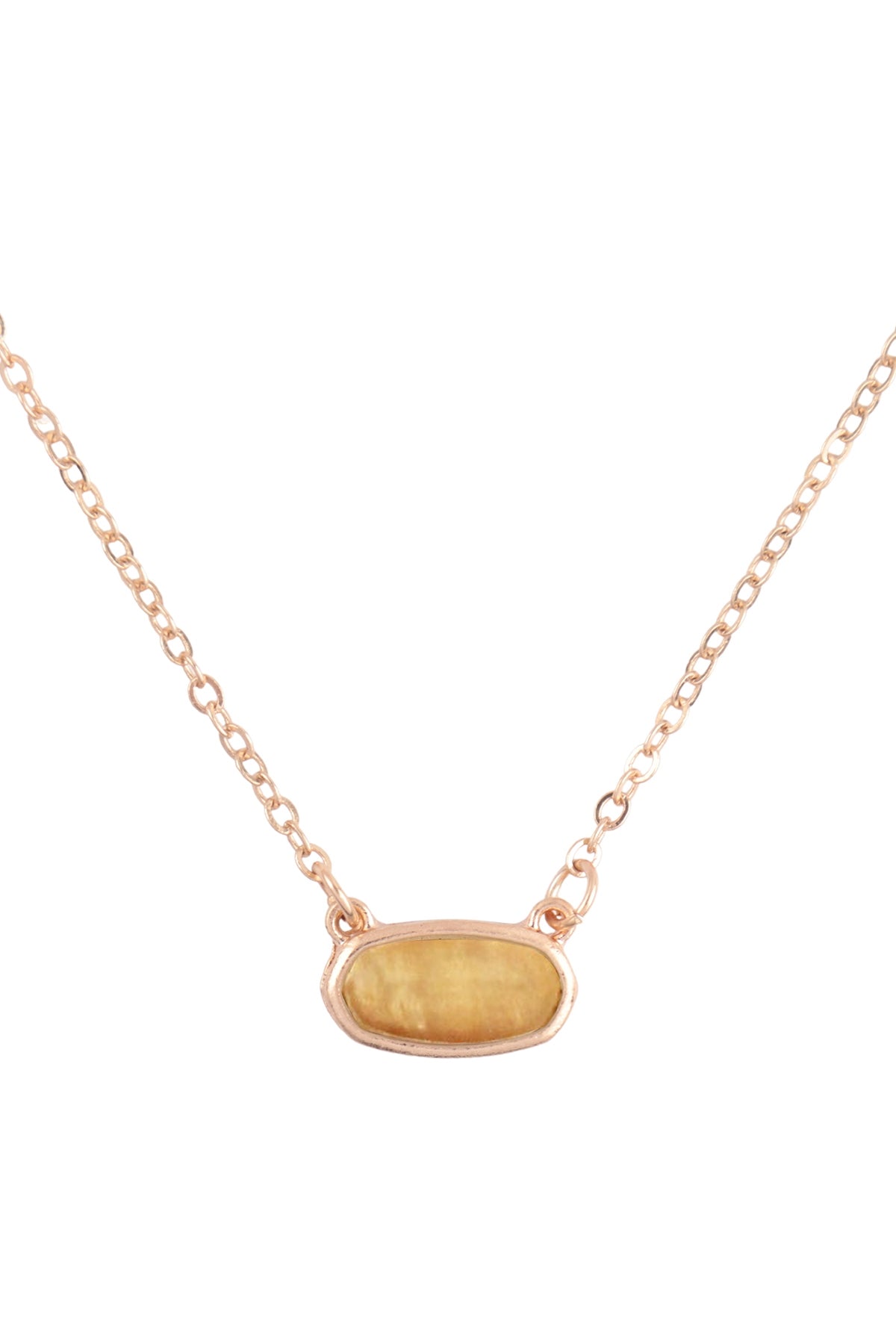 NATURAL STONE OVAL PENDANT NECKLACE