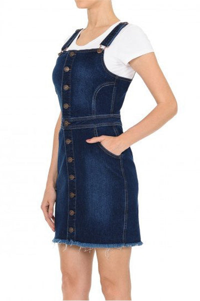 EXPOSED BUTTON-FRONT DENIM DRESS-2-2-2