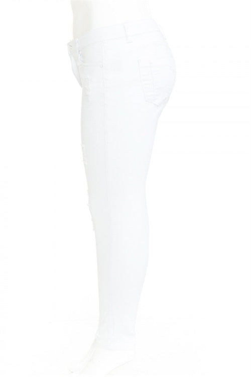 PLUS SIZE PUSH-UP HIGH-RISE DESTRUCTED SKINNY IN TRUE STRETCH FABRIC-4-4-3-1