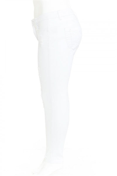PLUS SIZE PUSH-UP HIGH-RISE DESTRUCTED SKINNY IN TRUE STRETCH FABRIC-4-4-3-1