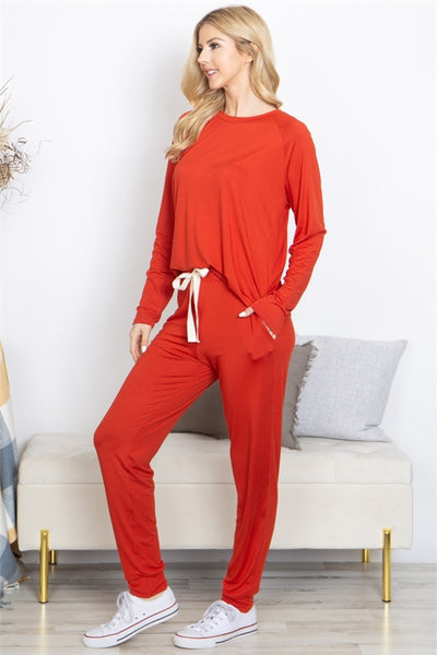 SOLID LONG SLEEVE TOP AND JOGGERS SET WITH SELF TIE-1-2-2-2