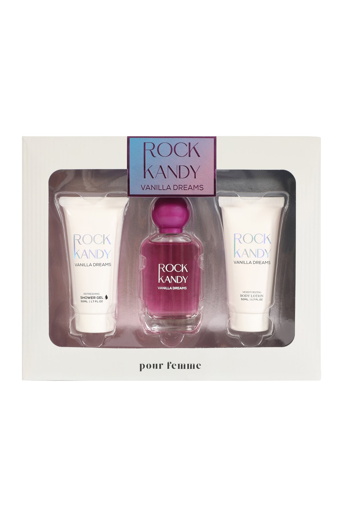 ROCK KANDY VANILLA DREAMS SHOWER GEL, SPRAY PERFUME EAU DE PARFUM, BODY LOTION FOR WOMEN 50ML/1.7FL.OZ/3 GIFT SET