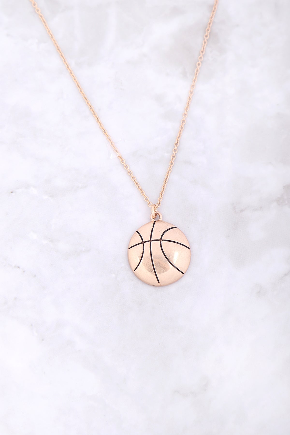 BASKETBALL PENDANT W/ MESSAGE ON BACK NECKLACE