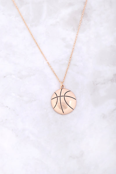 BASKETBALL PENDANT W/ MESSAGE ON BACK NECKLACE