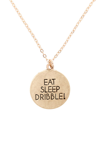BASKETBALL PENDANT W/ MESSAGE ON BACK NECKLACE