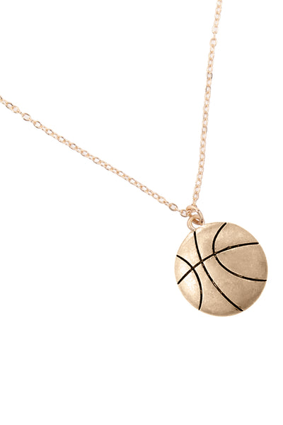 BASKETBALL PENDANT W/ MESSAGE ON BACK NECKLACE