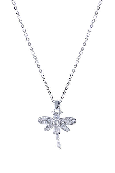 CUBIC ZIRCONIA DRAGONFLY PENDANT NECKLACE