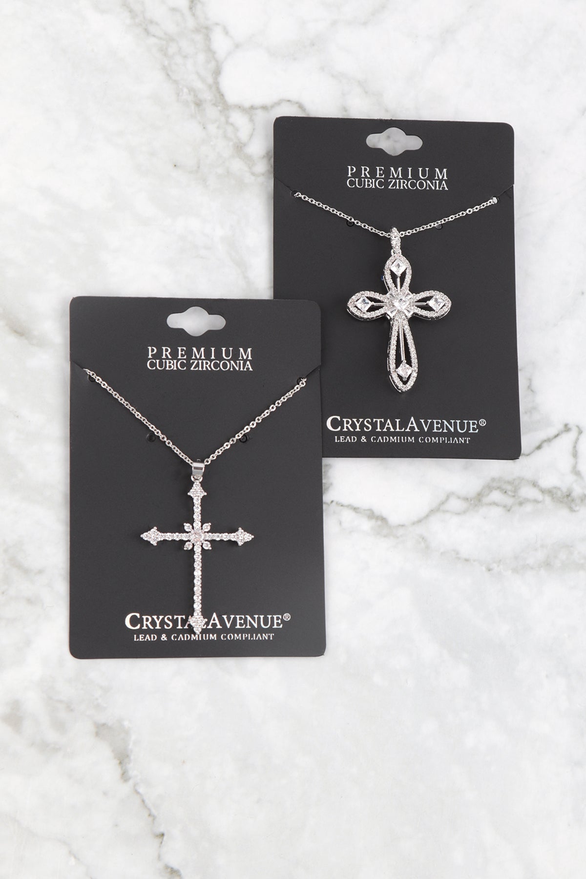 CUBIC ZIRCONIA CUT OUT CROSS PENDANT NECKLACE