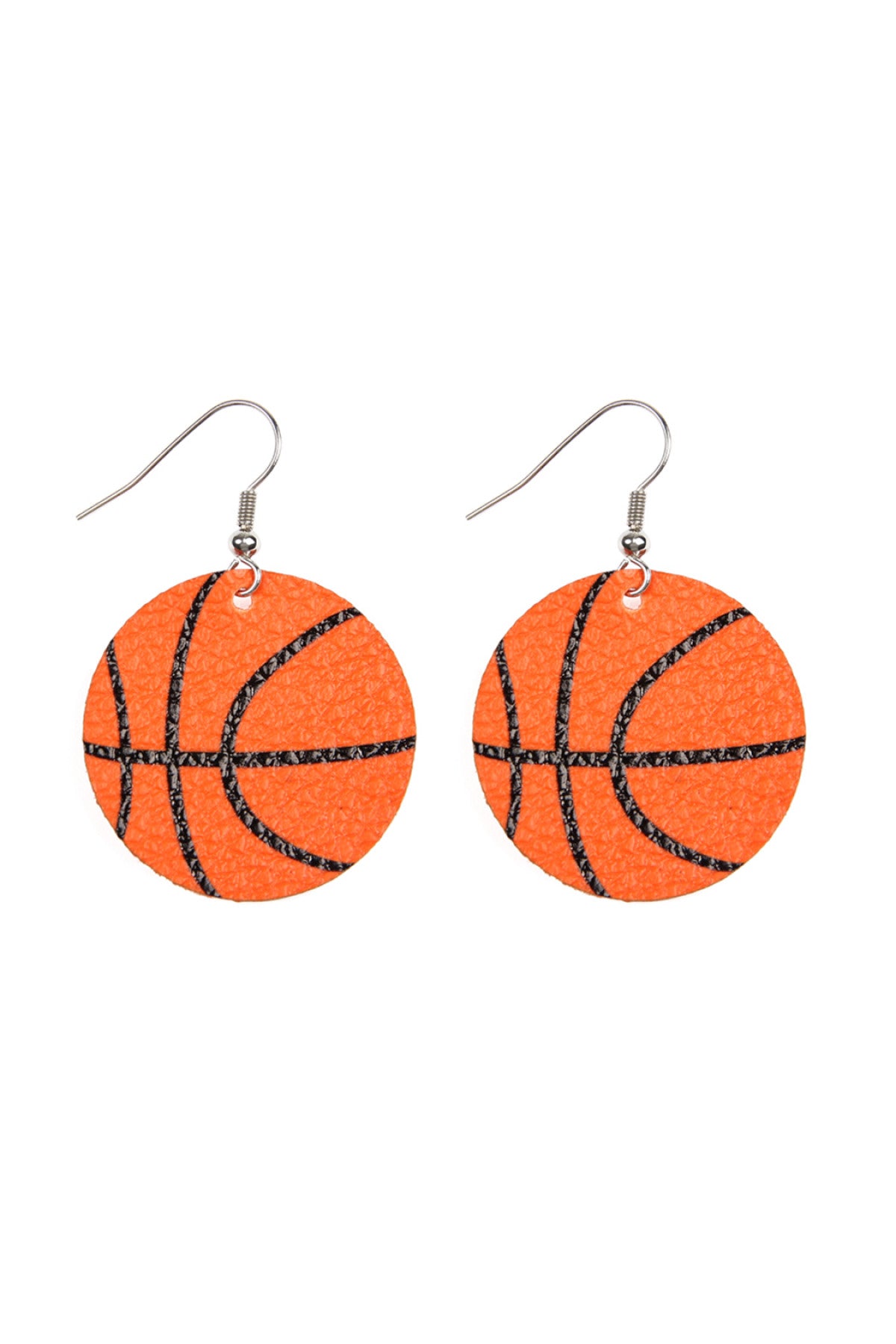 BASKETBALL LEATHER FISH HOOK EARRING