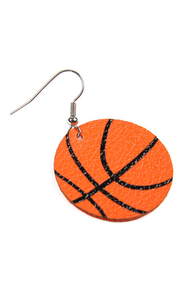 BASKETBALL LEATHER FISH HOOK EARRING