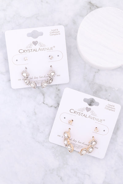 CRAWLER 3 TEAR FRAME EARRINGS