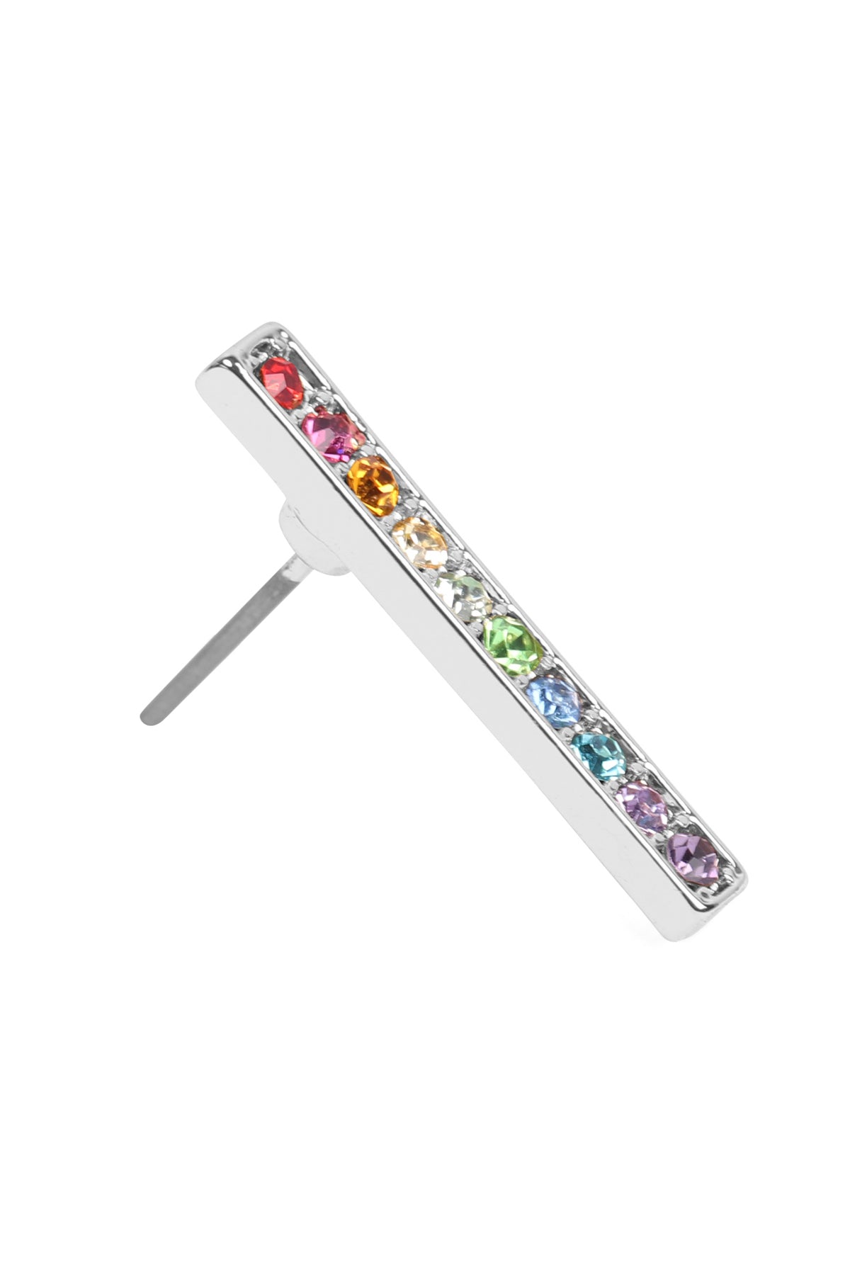 RAINBOW BAR SHAPE RHINESTONE EARRINGS