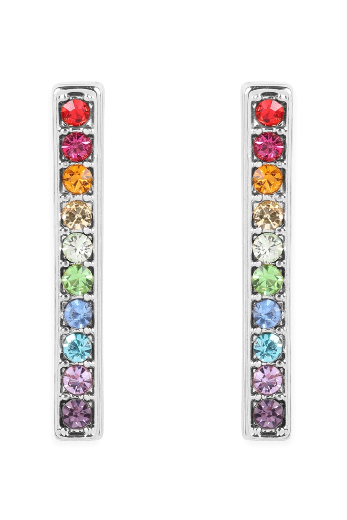 RAINBOW BAR SHAPE RHINESTONE EARRINGS