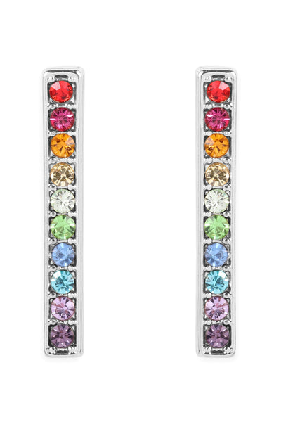 RAINBOW BAR SHAPE RHINESTONE EARRINGS